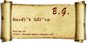 Bezák Géza névjegykártya